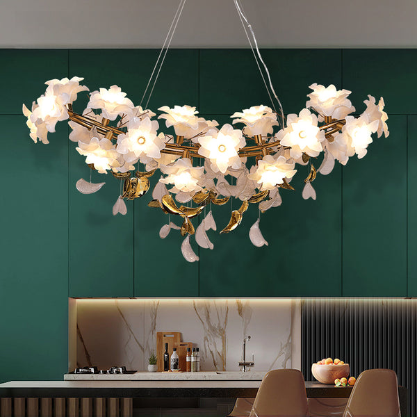 Living room chandelier Modern light luxury crystal lamp All copper high-end atmospheric villa creative dining room lamp Designer art lamp