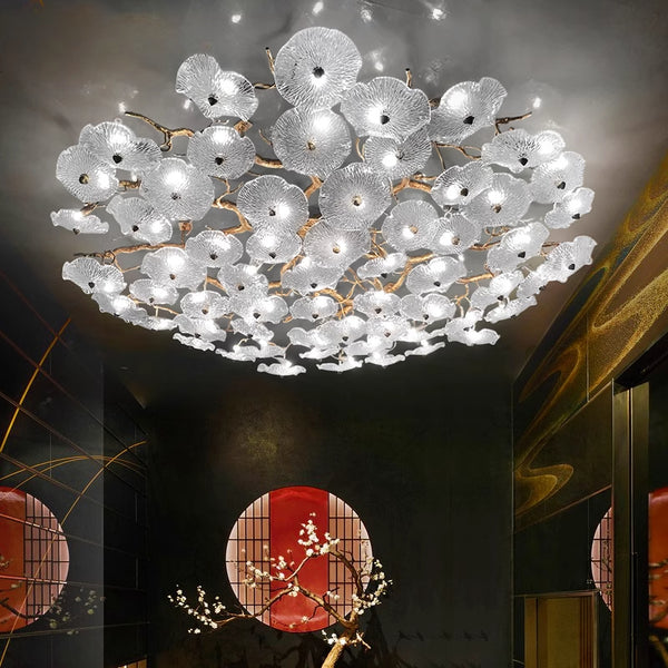 Light luxury all-copper lotus ceiling lamp, living room, villa chandelier, hotel lobby, shopping mall, sales department, non-standard engineering lamps