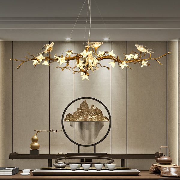 All copper modern light luxury tea room chandelier living room crystal lamp zen villa new Chinese restaurant Chinese style study lamp