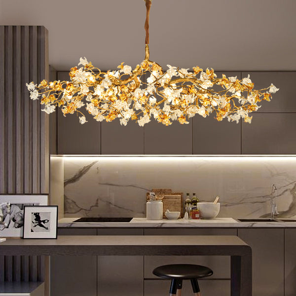 Art and creativity modern light luxury restaurant chandelier villa living room crystal lamp atmosphere high-end all-copper tea room bar lamp