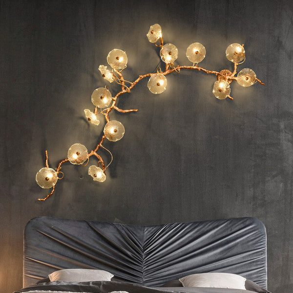 Modern all-copper light luxury crystal living room TV background wall stair light wall lamp wall decoration wall hanging art wall lamp