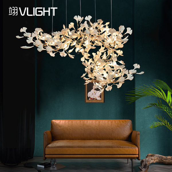 Simple modern light luxury restaurant lights Sales department Decorative ceramic lights Clothing store Villa hollow living room stair chandelier
