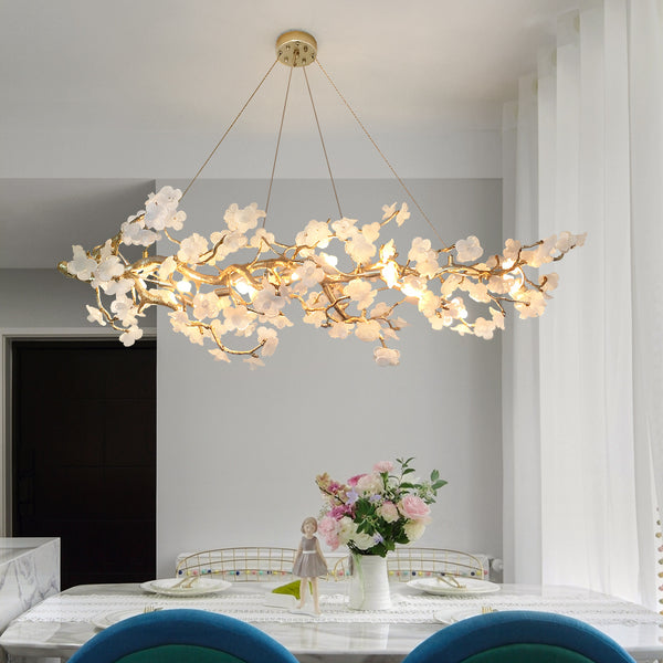 Full copper living room art chandelier ceramic decorative lamp post-modern model house retro style tea room restaurant ceiling lamp