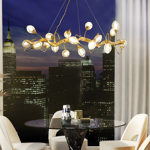 Nordic light luxury post-modern all-copper bedroom bar dining room villa living room designer model room fruit chandelier