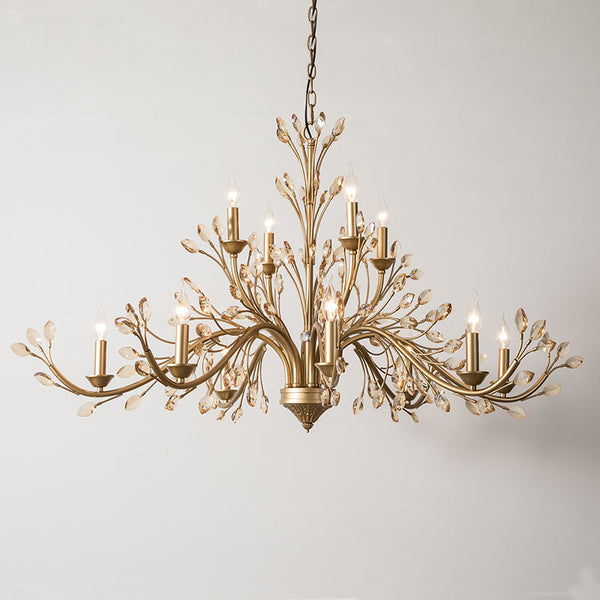 American living room chandelier French light luxury creative personality double-layer chandelier dining room lamp gold bedroom crystal chandelier
