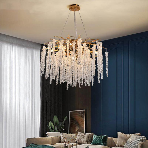 Light Luxury Copper Crystal Chandelier for Living Room