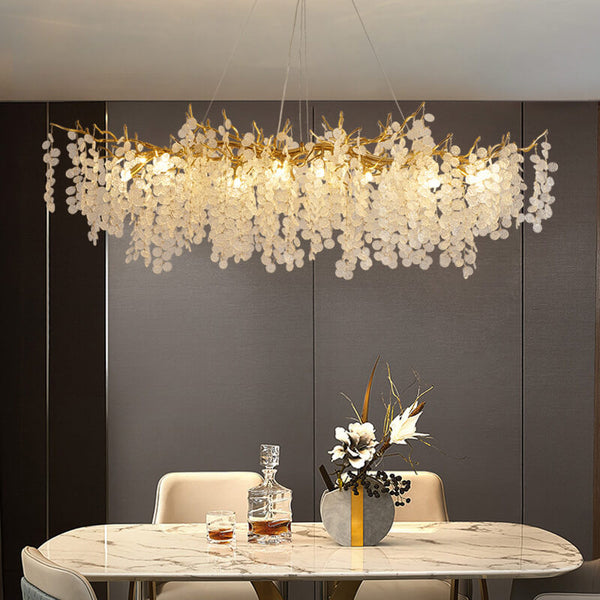 Post-Modern French Aluminum Branch Crystal Chandelier
