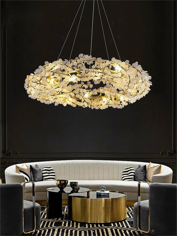 Living Room Creative Copper Crystal Chandelier
