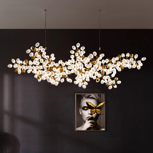 Light luxury dining room lamp villa creative grape lamp living room chandelier modern minimalist art glass chandelier model room lamp