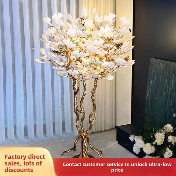 Customized light luxury lobby Internet celebrity decoration designer Ginkgo biloba floor lamp hotel creative Guangdong Zhongshan lighting