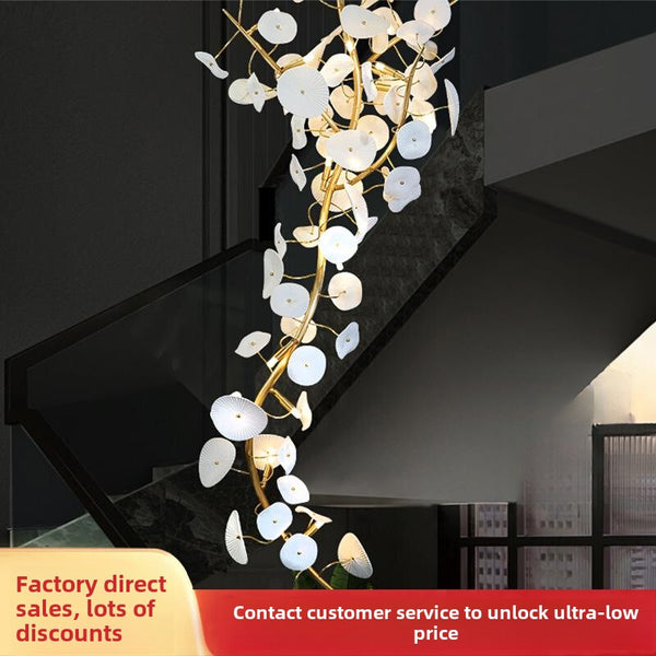 Light luxury modern simple hall chandelier villa duplex building living room high lamp loft hollow staircase decorative lamp