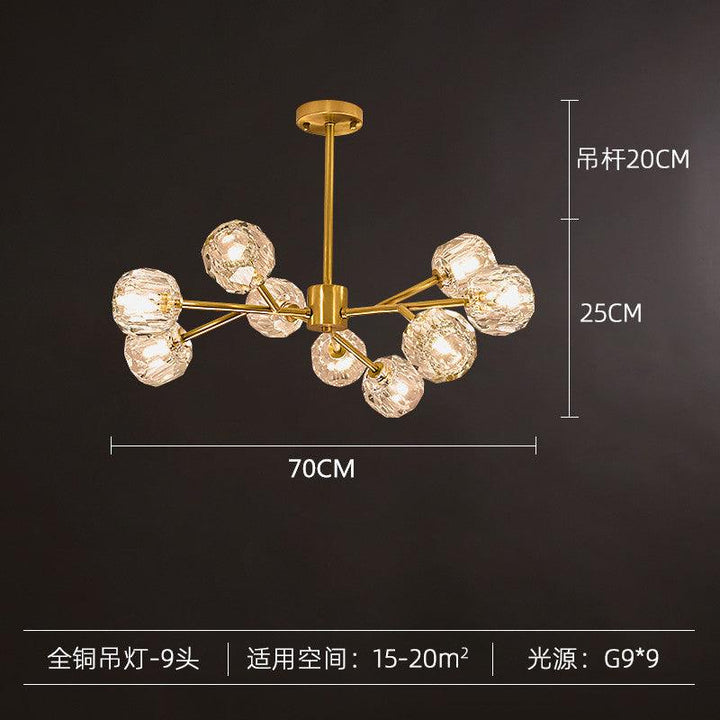 Magic Bean Molecular Copper Crystal Chandelier Acmacp 9 Copper heads (small crystal 8CM) Bulb not included 