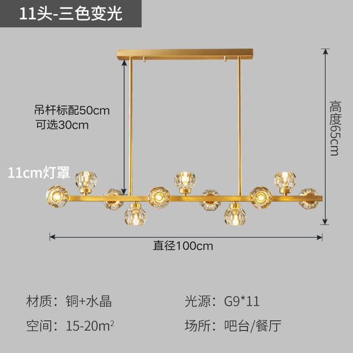 Magic Bean Molecular Copper Crystal Chandelier Acmacp Dining-room lamp 11 heads [copper crystal 11CM]] Bulb not included 