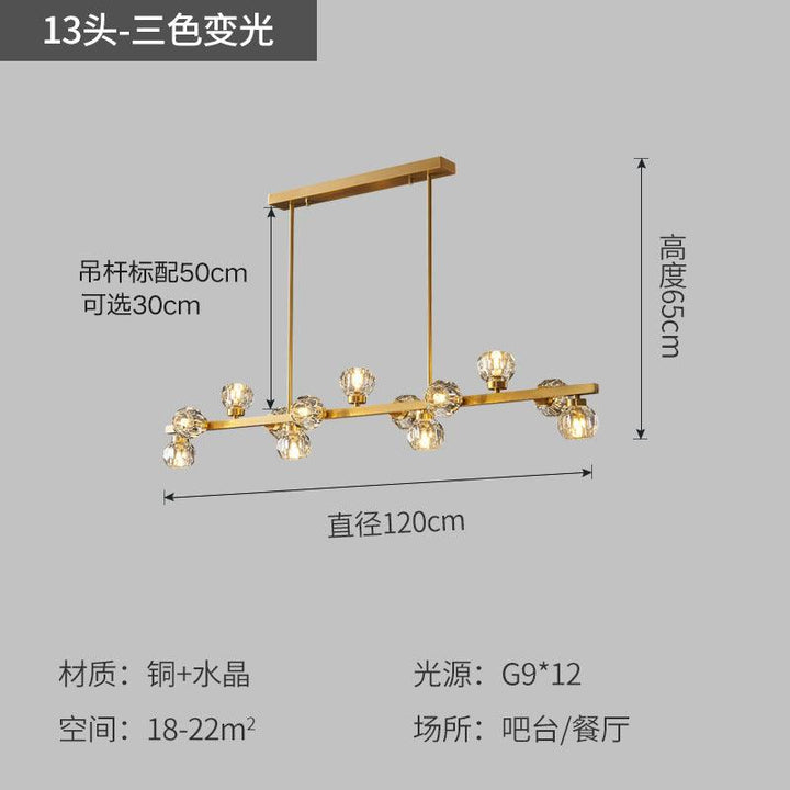Magic Bean Molecular Copper Crystal Chandelier Acmacp Dining-room lamp 13 heads (all copper small crystal 8CM) Bulb not included 