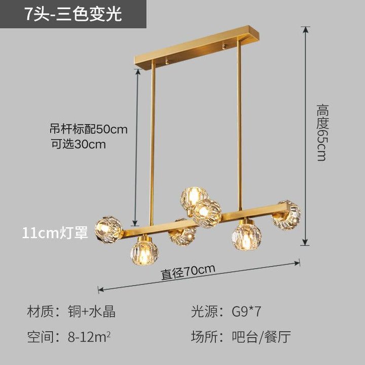 Magic Bean Molecular Copper Crystal Chandelier Acmacp Dining-room lamp 7 heads [copper crystal 11CM]] Bulb not included 